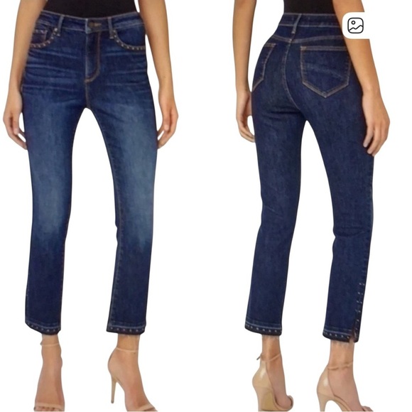 DRIFTWOOD Denim - Driftwood - Amelia Studded Raw Hem Cropped Jeans Sz 29